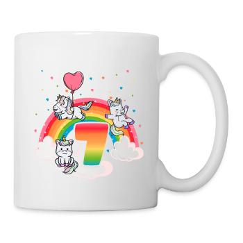 7th Birthday Rainbow Unicorn Theme - Mug - white - Right
