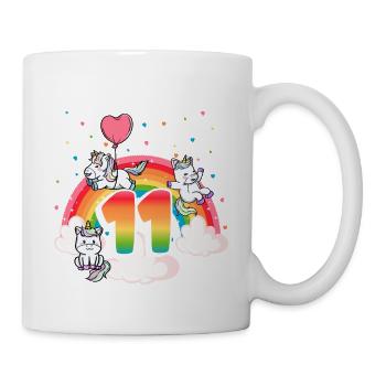 11. Geburtstag Regenbogen Einhorn Thema - Tasse - Weiß - Rechts
