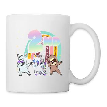 2nd Birthday Dabbing Llama Unicorn Sloth | 2nd - Mug - white - Right