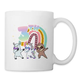 3rd Birthday Dabbing Llama Unicorn Sloth | 3rd - Mug - white - Right