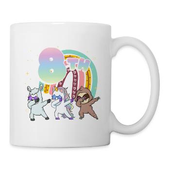 8. Geburtstag Dabbing Llama Einhorn Faultier | 8. - Tasse - Weiß - Rechts