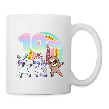 10. Geburtstag Dabbing Llama Einhorn Faultier | - Tasse - Weiß - Rechts
