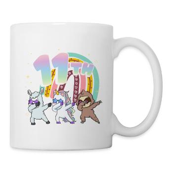 11. Geburtstag Dabbing Llama Einhorn Faultier | - Tasse - Weiß - Rechts