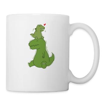 Dino Papa mit kleinem T-Rex Dinosaurier - Tasse - Weiß - Rechts