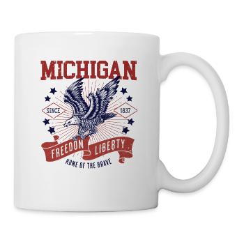 Retro USA Adler Freiheit 1837 Vintage Michigan - Tasse - Weiß - Rechts