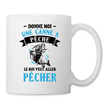 Le roi veut aller pêche / Cadeau pêcheur - Mug blanc - blanc - Droite