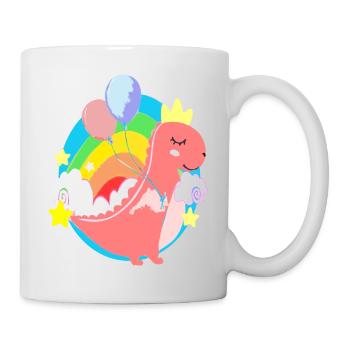 Rosa Dinosaurier - Tasse - Weiß - Rechts