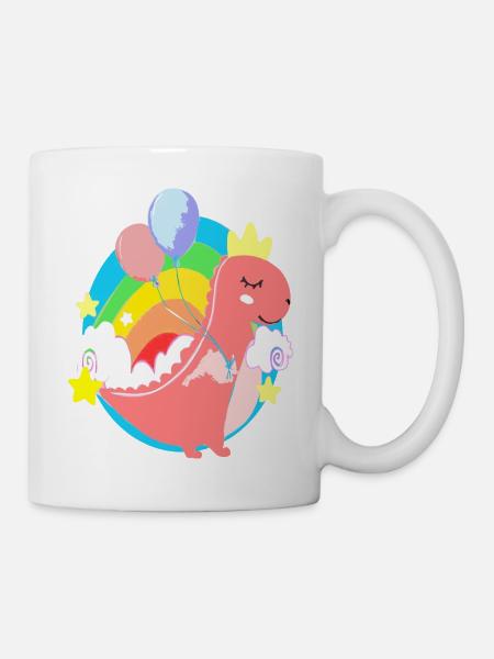 Rosa Dinosaurier - Tasse - Weiß
