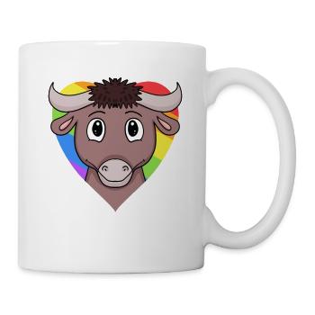 LGBT Tier Stier Regenbogen Herz - Tasse - Weiß - Rechts