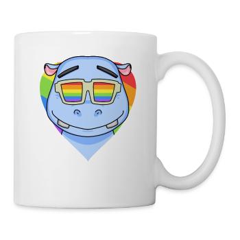 LGBT Tier Nilpferd Regenbogen Herz - Tasse - Weiß - Rechts