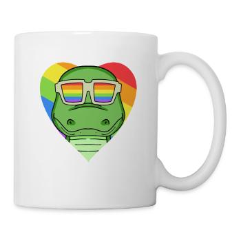LGBT Tier Krokodile Regenbogen Herz - Tasse - Weiß - Rechts