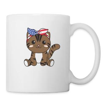 4 juillet chat américain pour enfants mignon chat américain - Mug blanc - blanc - Droite