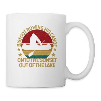 Bigfoot ramant son canoë au coucher du soleil - Mug blanc - blanc - Droite