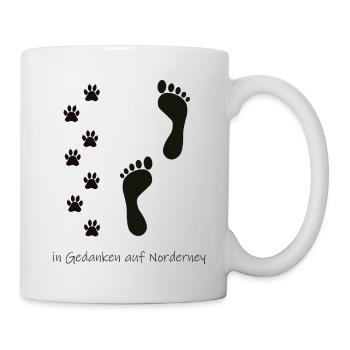 In Gedanken mit Hund auf Norderney - Tasse - Weiß - Rechts