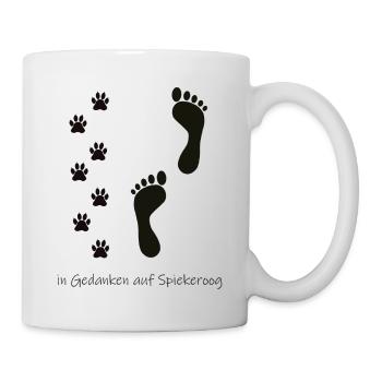 In Gedanken mit Hund auf Spiekeroog - Tasse - Weiß - Rechts
