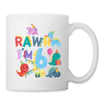 Rawr Je suis 6 | | de dinosaures Rawr 6ème anniversaire - Mug blanc - blanc - Droite