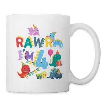 Rawr Je suis 4 | | de dinosaures Rawr 4ème anniversaire - Mug blanc - blanc - Droite