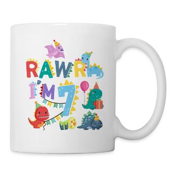Rawr Je suis 7 | | de dinosaures Rawr 7ème anniversaire - Mug blanc - blanc - Droite