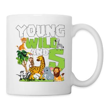 Junge Wilde Und 5 | Safari-tier-themen-geburtstag - Tasse - Weiß - Rechts