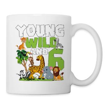 Young Wild And 6 | Safari Animal Theme Birthday - Mug - white - Right