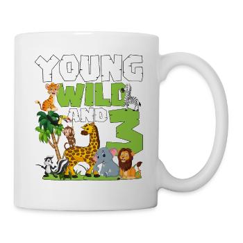 Junge Wilde Und 3 | Safari Tier Thema Geburtstag - Tasse - Weiß - Rechts