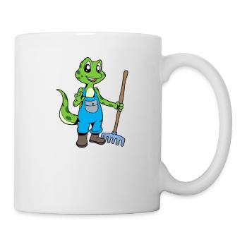 Gladly in the garden -Gardener Gecko - Mug - white - Right