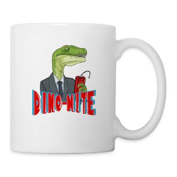 Explosiver Dinosaurier Dino-Mite mit Dynamite in - Tasse - Weiß - Rechts