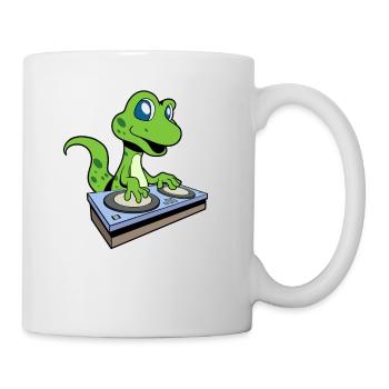 Cartoon Gecko DJ at turntable - Mug - white - Right
