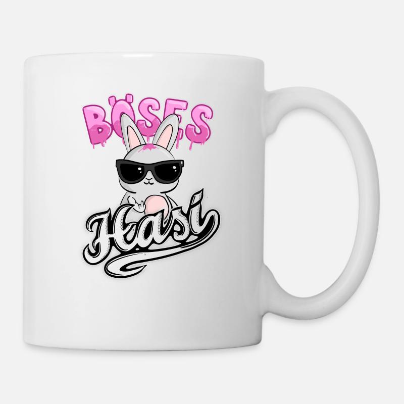 Das Böse Hasi mit cooler Sonnenbrille zeigt den - Tasse - Weiß