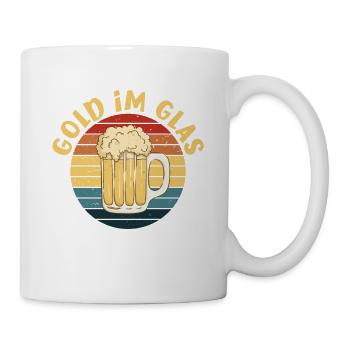 Bierspruch Gold im Glas Bierfans & Bierliebhaber - Tasse - Weiß - Rechts