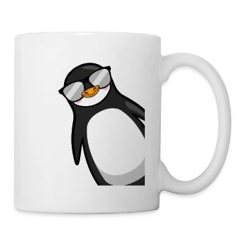 Lustiger Pinguin Mit Sonnenbrille Cooles Geschenk - Tasse - Weiß - Rechts