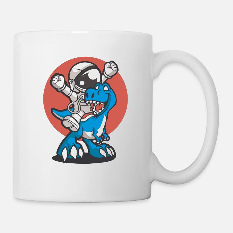 Astronaut reitet auf Dino Geschenk - Tasse - Weiß