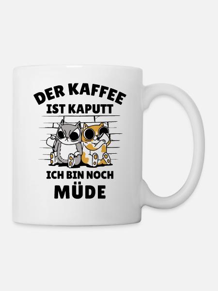 Kaffeetrinker Morgenmuffel Kaffeeliebhaber Katze - Tasse - Weiß