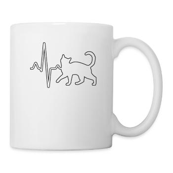 Katze Herzschlag - Tasse - Weiß - Rechts