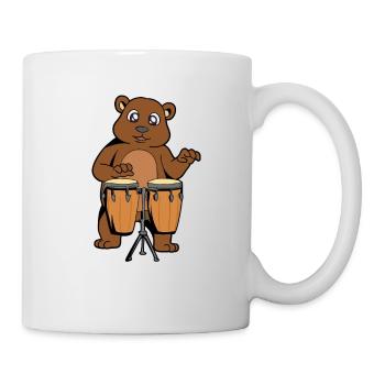 Comic Bär spielt Percussion - Tasse - Weiß - Rechts