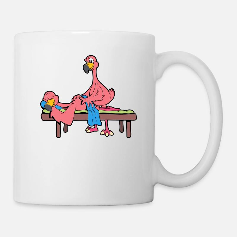 Flamingo massiert - Physiotherapie - Tasse - Weiß