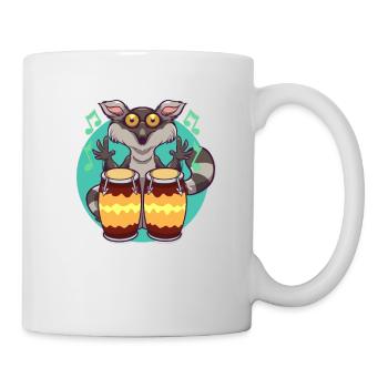 Comic Lemur spielt Percussion - Tasse - Weiß - Rechts