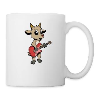 Comic goat plays electric guitar - Mug - white - Right