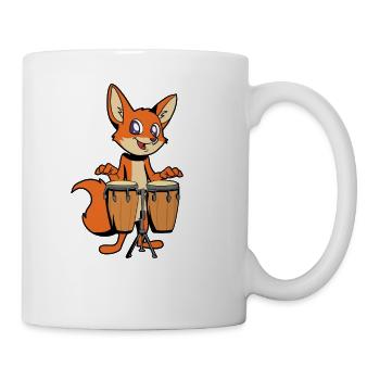 Comic Fuchs spielt Percussion - Tasse - Weiß - Rechts