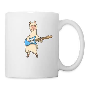 Comic Lama spielt E-Gitarre - Tasse - Weiß - Rechts