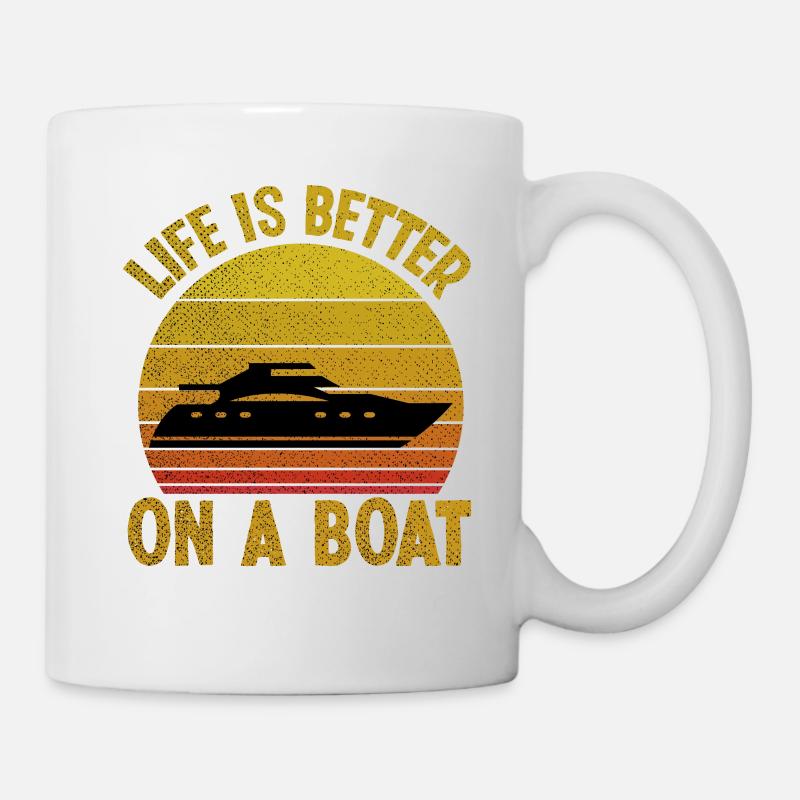 Life Is Better On A Boat Funny Lake Summer Boat - Mug - white