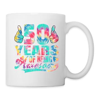 50th birthday or anniversary 50 years of being - Mug - white - Right