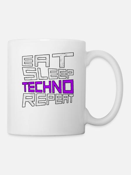 eat sleep techno repeat - Tasse - Weiß