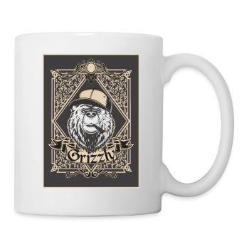 Grizzly avec casquette et cigare - Mug blanc - blanc - Droite