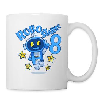 Roboter Geburtstagsmotiv 8 Jahre Jungen Geschenk - Tasse - Weiß - Rechts