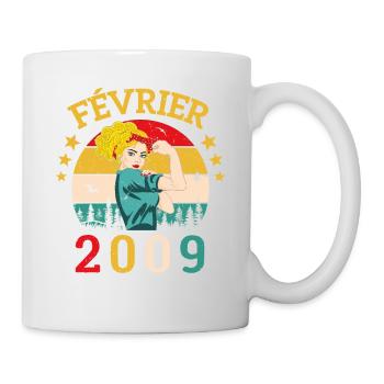 Février 2009 anniversaire idée cadeau vintage 2009 - Mug blanc - blanc - Droite
