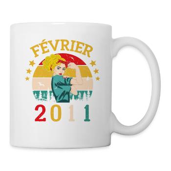Février 2011 anniversaire idée cadeau vintage 2011 - Mug blanc - blanc - Droite