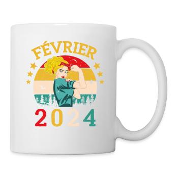 Février 2024 anniversaire idée cadeau vintage 2024 - Mug blanc - blanc - Droite