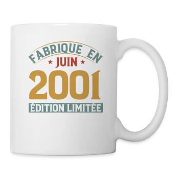 Fabriqué En Juin 2001 Anniversaire Cadeau Vintage - Mug blanc - blanc - Droite
