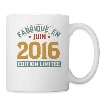 Fabriqué En Juin 2016 Anniversaire Cadeau Vintage - Mug blanc - blanc - Droite